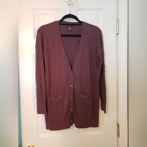 Ann Taylor plum colored button up cardigan size M